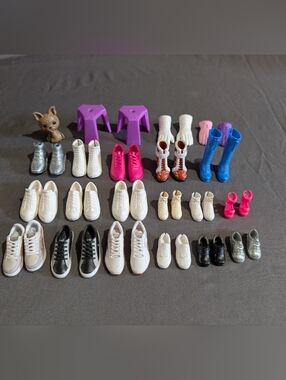 Barbie And Ken Doll Accessories Lot Shoes Chairs Gloves